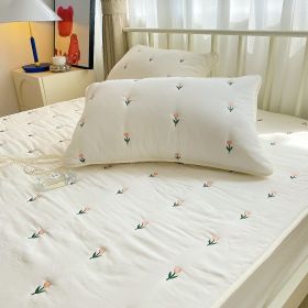 Maternal And Infant Grade Cotton Fitted Sheet Single Piece Simmons Mattress (Option: Tulip Rice White-90x200cm with Pillow Case)