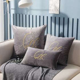 Simple Solid Color Gold Thread Embroidery Couch Pillow Netherlands Velvet Model Room Office Small Waist (Option: Deep Space Gray-55ï¿½ï¿½55cm)