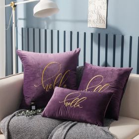 Simple Solid Color Gold Thread Embroidery Couch Pillow Netherlands Velvet Model Room Office Small Waist (Option: Purple And Cherry Color-45 ï¿½ï¿½ 45cm)