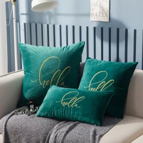 Simple Solid Color Gold Thread Embroidery Couch Pillow Netherlands Velvet Model Room Office Small Waist (Option: Emerald-45 ï¿½ï¿½ 45cm)