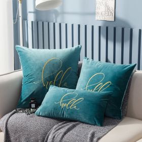 Simple Solid Color Gold Thread Embroidery Couch Pillow Netherlands Velvet Model Room Office Small Waist (Option: Peacock Blue-45 ï¿½ï¿½ 45cm With Core)