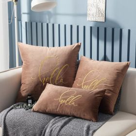 Simple Solid Color Gold Thread Embroidery Couch Pillow Netherlands Velvet Model Room Office Small Waist (Option: Coffee-45 ï¿½ï¿½ 45cm)